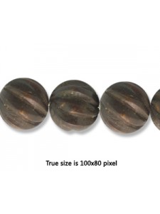 Wood Corrugated Bead 12mm Dark Brown