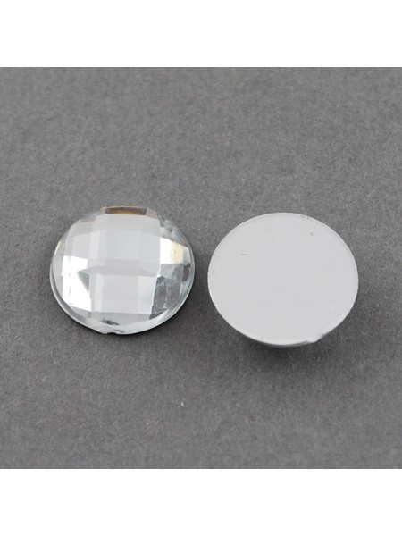 Cabochon 8mm Faceted Clear - 50 pcs