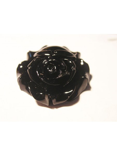 Flower Cabochons Dyed Flower Black 28mm
