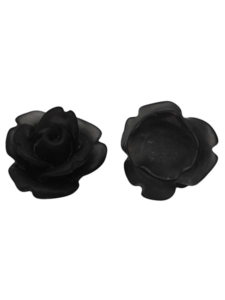 Resin Flower Cab. 11mmDx6mm Blk Frosted