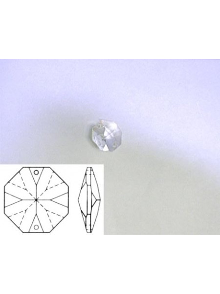 Octagon 12mm Clear Two Holes