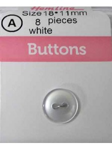 Hemline Buttons Basic 18 White 11mm