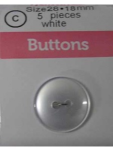 Hemline Buttons Basic 28 White 18mm