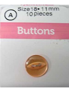 Hemline Buttons Fish Eye 18 Orange 11mm