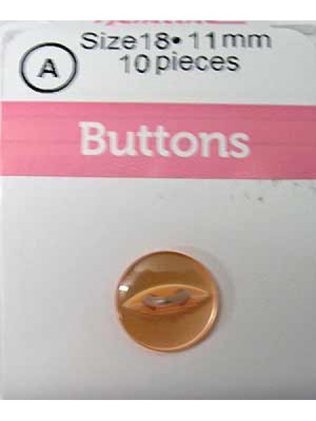 Hemline Buttons Fish Eye 18 Orange 11mm
