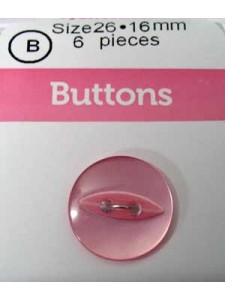 Hemline Buttons Fish Eye 26 Pink 16mm