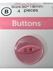 Hemline Buttons Fish Eye 30 Pink 19mm