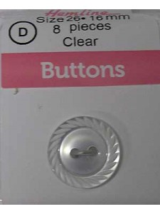 Hemline Buttons Rope Edge 26 Clear 16mm