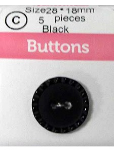 Hemline Buttons Emboss Black 18mm