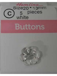 Hemline Buttons Periwinckle White 13mm