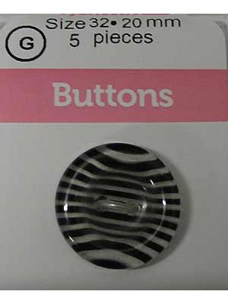 Hemline Buttons Embedded Zebra Black