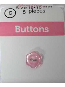 Hemline Buttons Flower Flat Pink 10mm