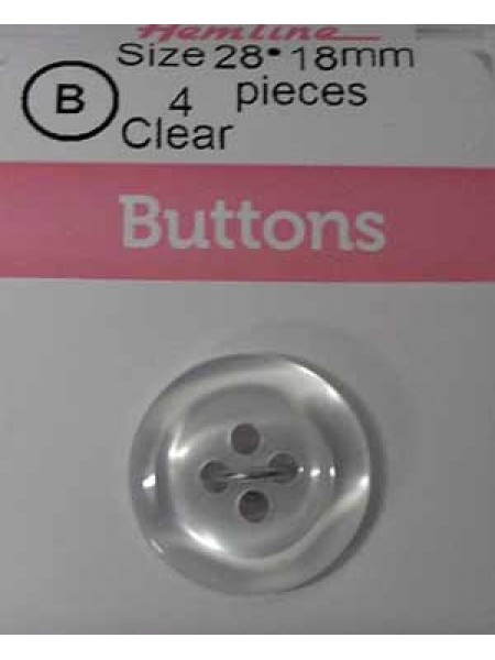 Hemline Button Basic Shiny Clear 18mm