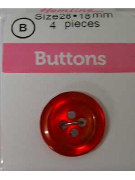 Hemline Button Basic Shinny Red 18mm