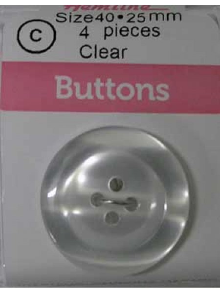 Hemline Buttons Basic Shinny Clear 25mm