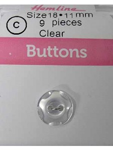 Hemline Buttons Wavy Clear 11mm