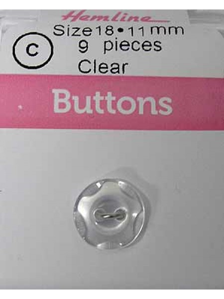 Hemline Buttons Wavy Clear 11mm