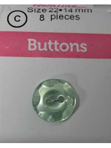 hemline Buttons Wavy Lime Green 14mm