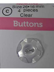 Hemline Buttons Wavy Clear 16mm