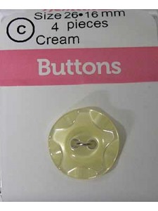 Hemline Buttons Wavy Cream 16mm