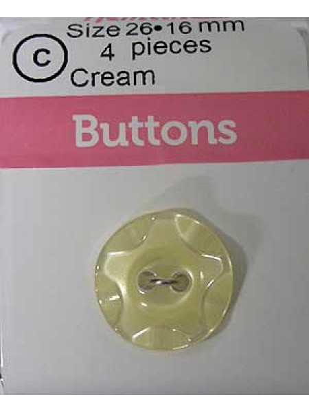 Hemline Buttons Wavy Cream 16mm