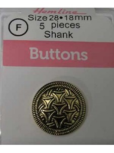 Hemline Buttons Metal Swirl Gold 18mm
