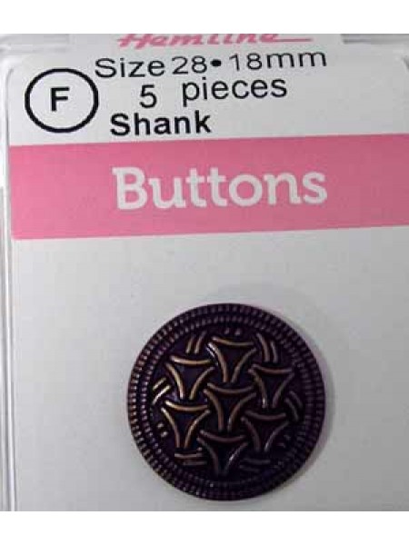 Hemline Buttons Metal Swirl Bronze 18mm