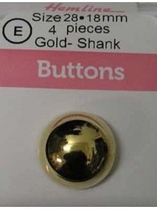 Hemline Buttons Dome Gold 18mm