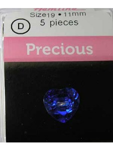 Hemline Buttons Precious heart Blue 11mm