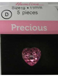 Hemline Buttons Precious Heart Pink 11mm