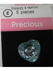 Hemline Buttons Precious heart Aqua 16mm