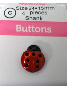 Hemline Buttons Beetle Embelish Red 15mm