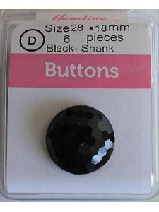 Hemline Buttons Diamond Cut Black