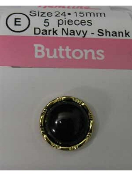 Hemline Buttons Deco Gold Navy 15mm