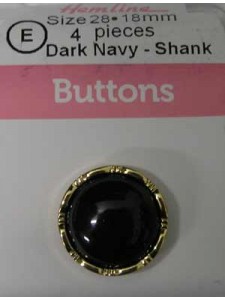 Hemline Buttons Deco Gold Navy 18mm