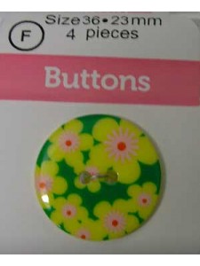 Hemline Buttons Patchwork Floral Yellow