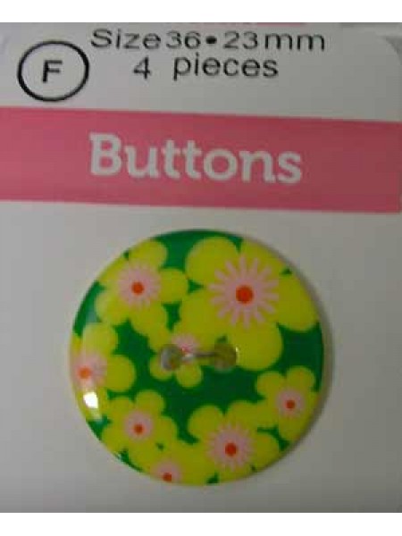 Hemline Buttons Patchwork Floral Yellow