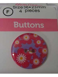 hemline Buttons Deco Floral Pink