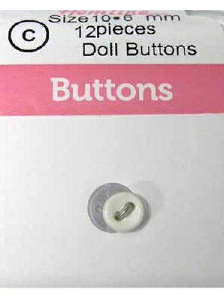 Hemline Buttons Doll White 6mm