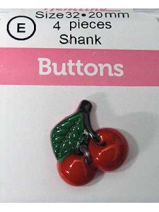 Hemline Buttons Novelty Cherry Red 28mm