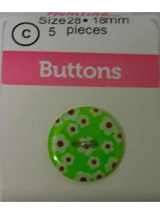 Hemline Buttons Floral Green 18mm