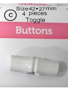 Hemline Buttons Single Hole Toogle White