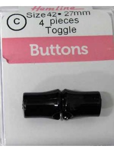 Hemline Buttons Single Hole Toogle Black