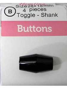 Hemline Buttons Barel Toggle Black 28mm