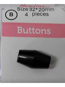 Hemline Buttons Toggle LG Black 20mm