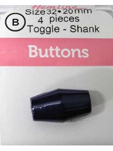 Hemline Buttons Barel Toggle Blue 32mm