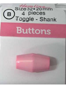Hemline Buttons Barel Toggle Pink 32mm