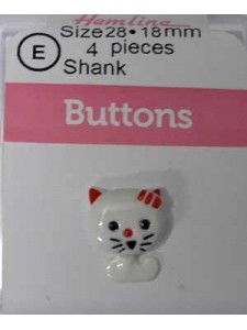 Hemline Buttons Kitten Black- White 28mm