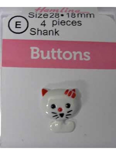 Hemline Buttons Kitten Black- White 28mm