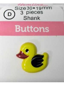 Hemline Buttons Novelty Duck Yellow 30mm